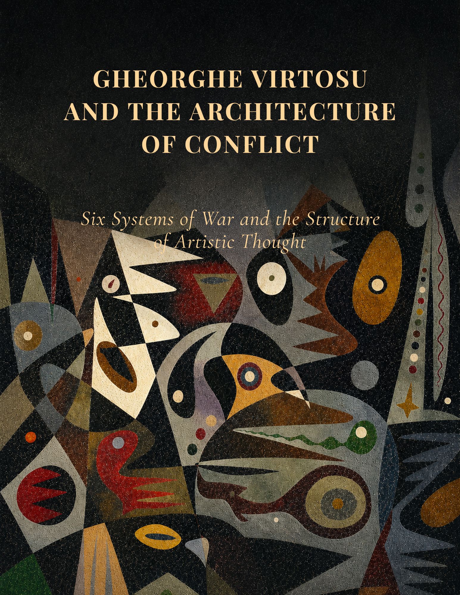 La Arquitectura del conflicto de Gheorghe Virtosu, compuesta por seis sistemas de guerra interconectados y la obra de transición El Sanitario del Universo.