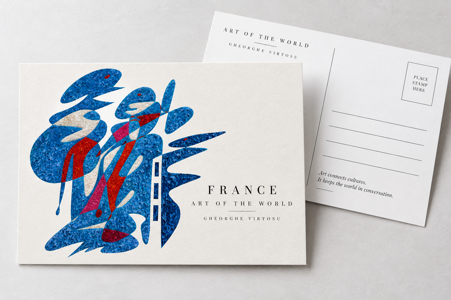 Obra Francia de Gheorghe Virtosu reproducida como postal artística