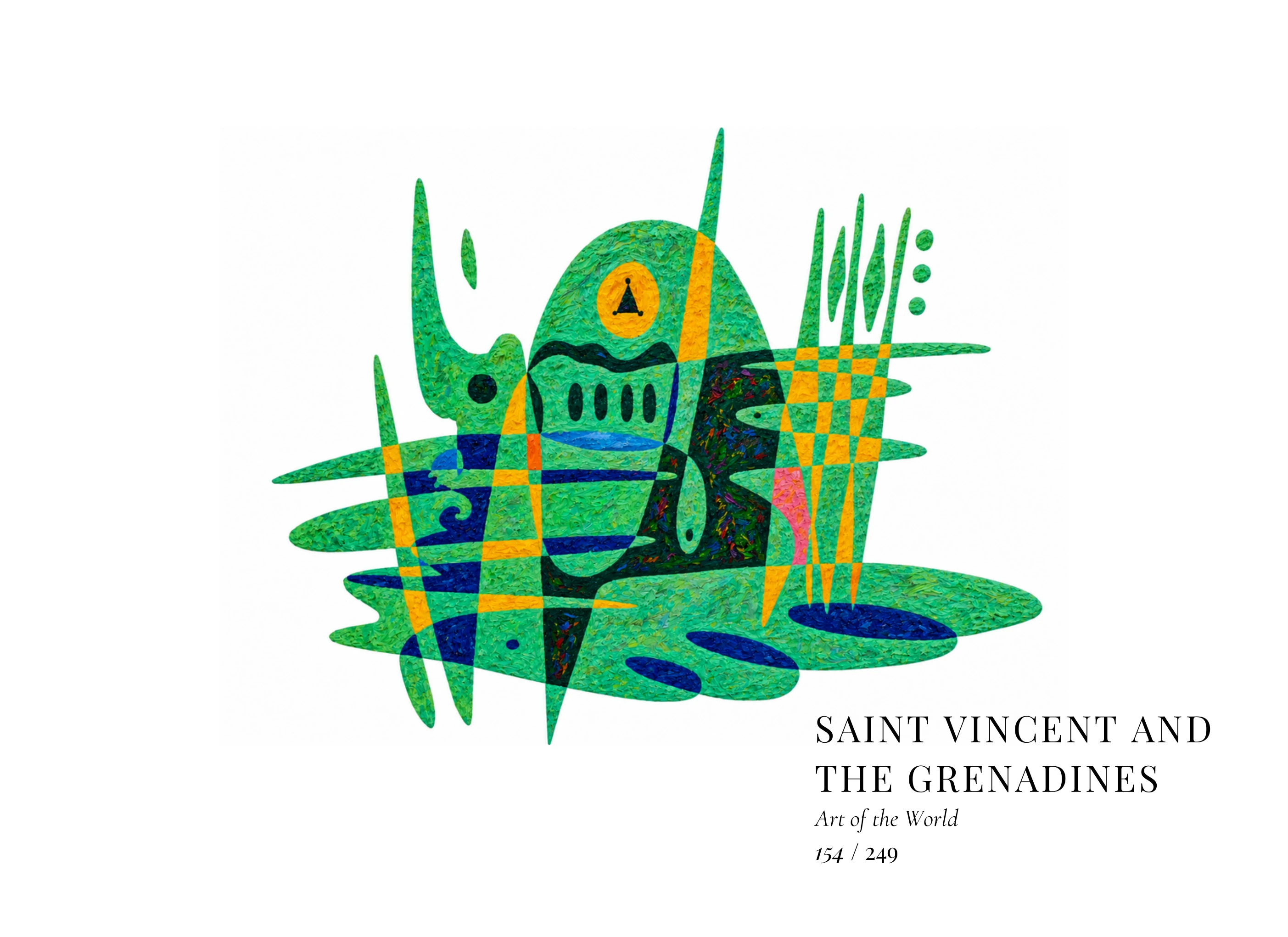 Obra sobre San Vicente y las Granadinas de Gheorghe Virtosu, de la serie Art of the World