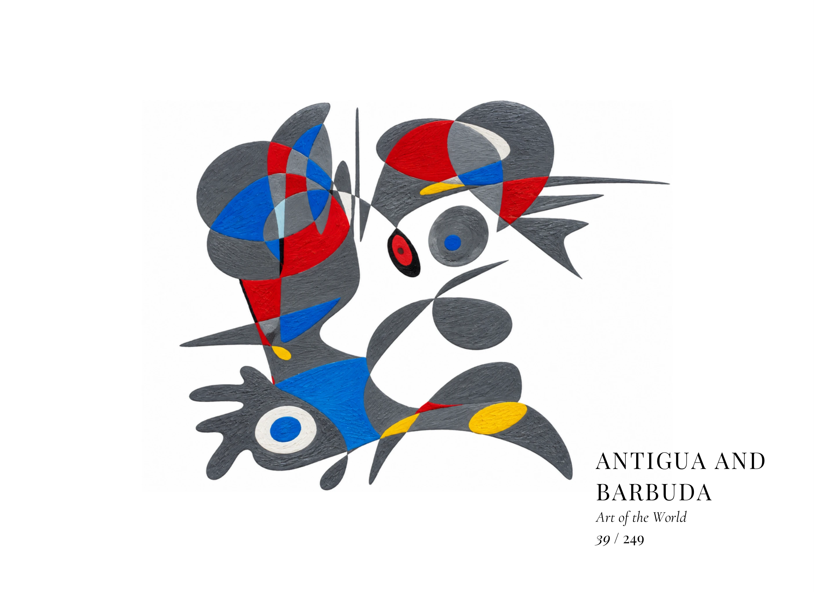 Obra sobre Antigua y Barbuda de Gheorghe Virtosu, de la serie Art of the World